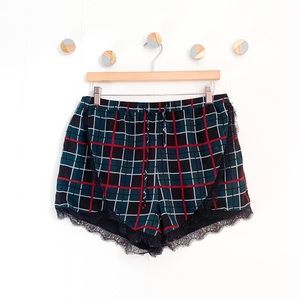 Lovers + Friends Young Romance Plaid Lace Shorts
